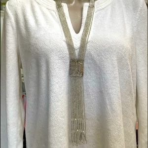 Clear/Silver Bead Y Necklace